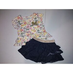 Disney Minnie Mouse Epic Threads Girls 4T Floral Peplum Top & Tiered Skort Set